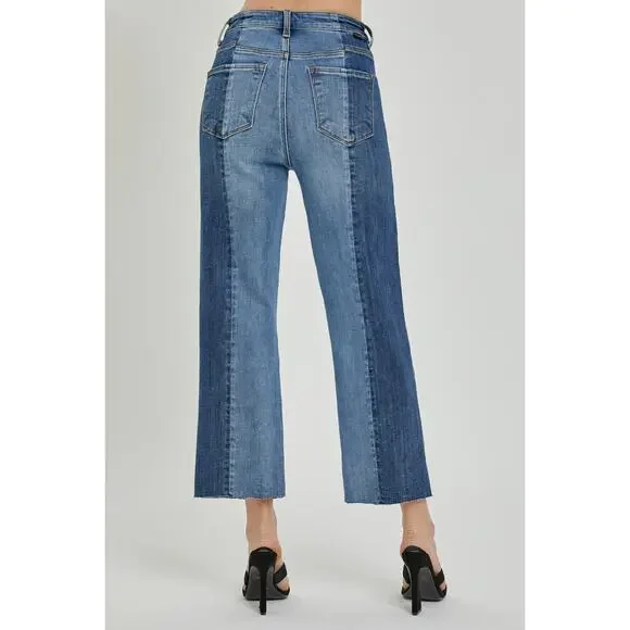 RISEN Mid-Rise Waist Two-Tones Jeans with Pockets - RDP5582X - Size 1XL - Picture 2 of 5